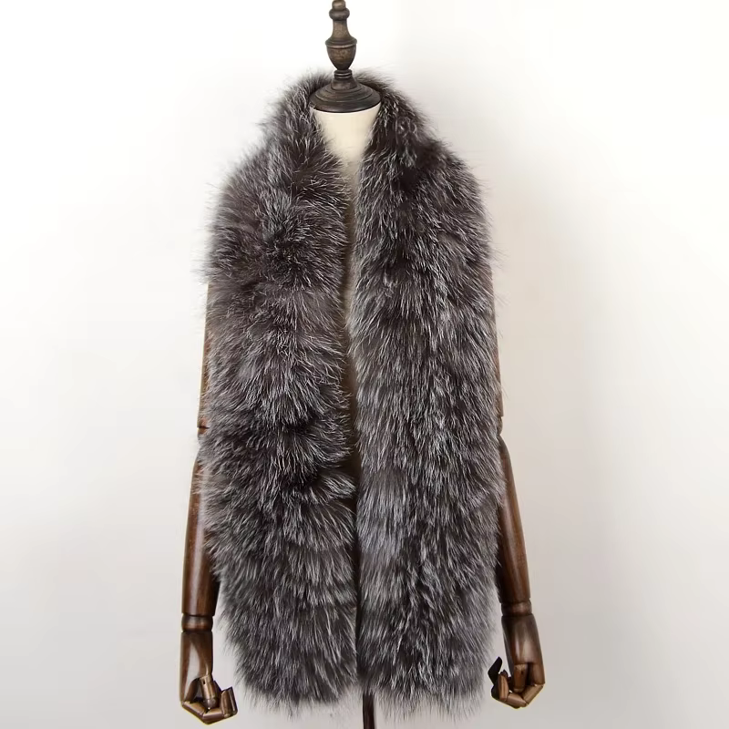 Nouveau Style tricoté véritable fourrure de renard écharpe châles femmes chaud naturel moelleux