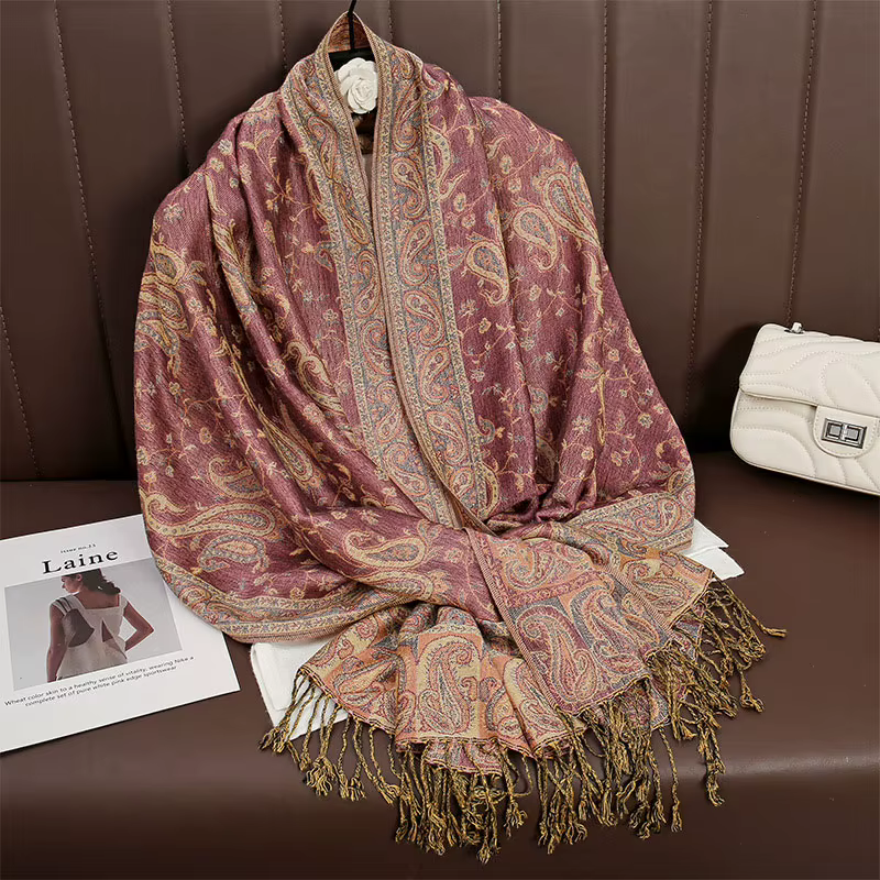 Nouvelle écharpe en imitation cachemire à franges jacquard - luxueuse et haut de gamme