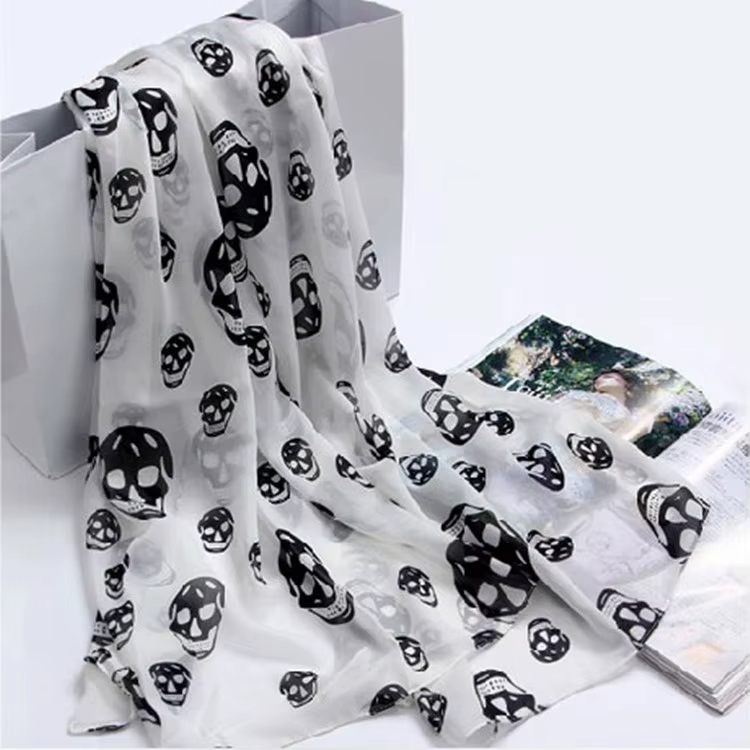 1PC nouvelle mode femmes dames filles Cool grand crâne tête squelette écharpe cou enveloppement châle étole chaud hiver Pashmina 150*50 cm